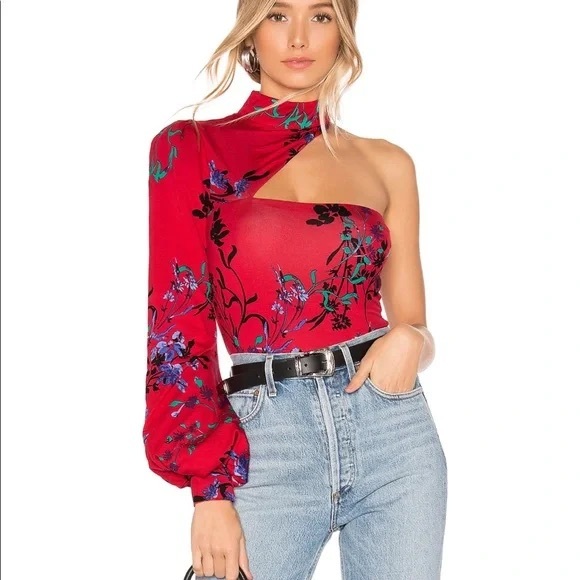 HOUSE OF HARLOW 1960 | Floral Print One-Shoulder Bodysuit | Size: M - Picture 2 of 8